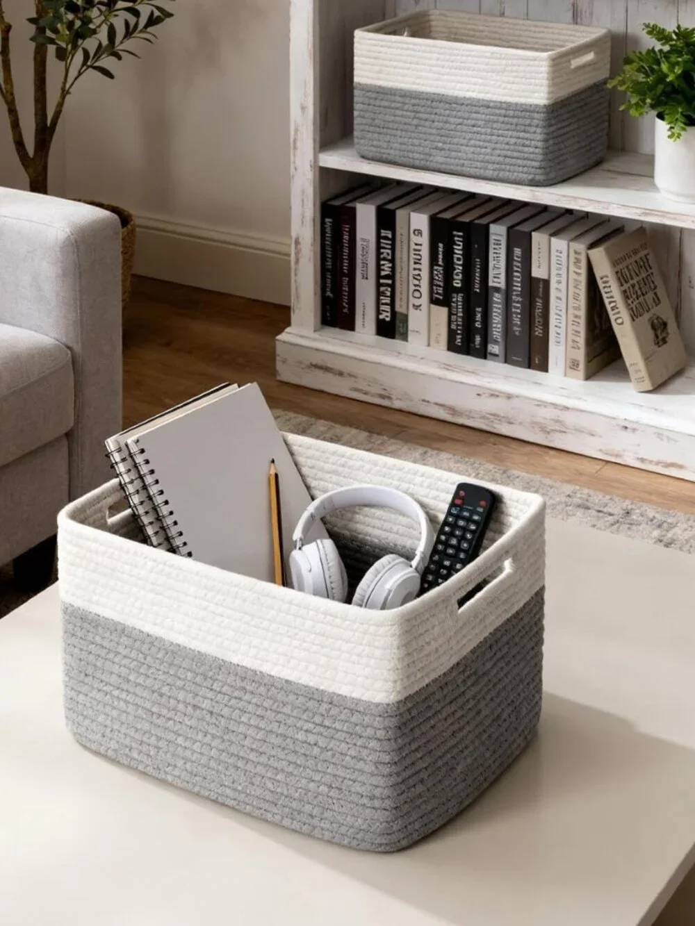 New 5 Pack Woven Storage Baskets, Decorative Storage Bins for Organizing | 13.8